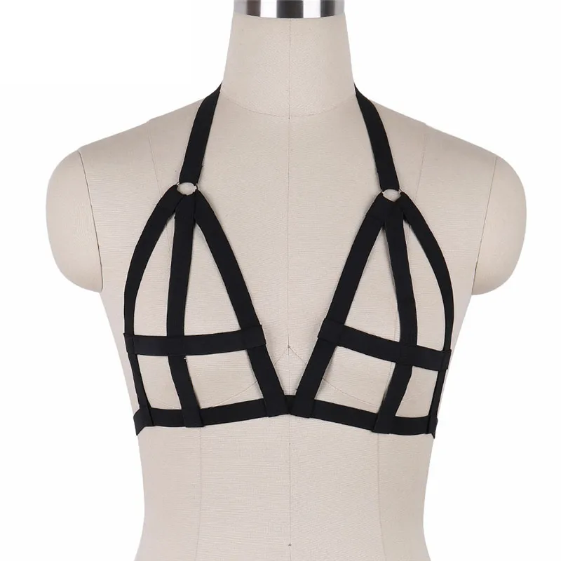 

Polyester Harness Fetish Wear Body Cage Bra Sexy Crop Top Bodysuit Pole Dance Bondage Harness Lingerie Harajuku Costumes O0084