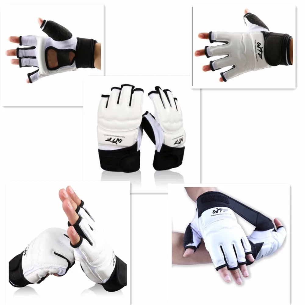 

Kids Adult Half Finger Fight Boxing Gloves Mitts Sanda Karate Sandbag Protector for MMA Muay Thai Kick Boxing Training White