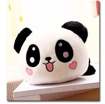 piccolo simpatico peluche sdraiato panda giocattolo piccolo sorriso panda bambola con cuori sul viso regalo circa 25 cm 0090