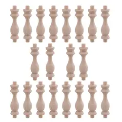 20Pcs 7.5x1.8cm H-83 Beech Unpainted Unfinished Wood Craft Spindles Baluster for Home Restaurant Decor Repair Decoration
