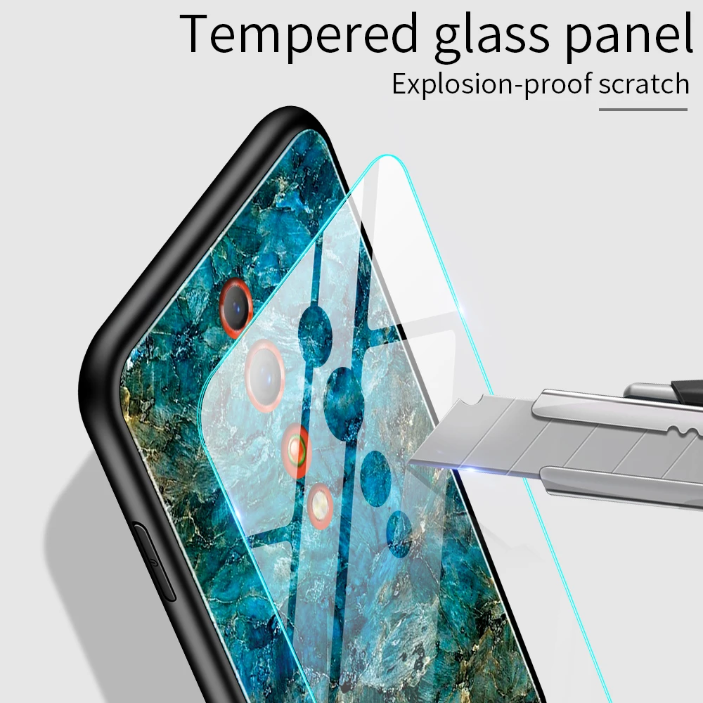 For OPPO Reno 10X ZOOM Case Luxury Marble Grain Gradient Hard Tempered Glass Back Cover Case for oppo reno z phone shell