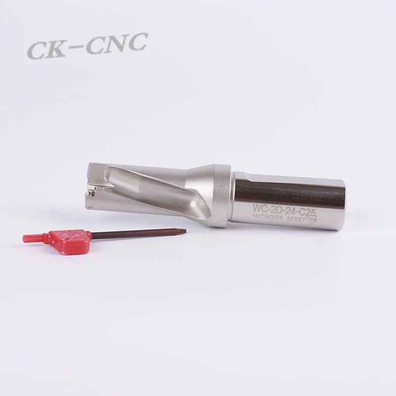 Ferramenta de broca indexável cnc tamanhos 25m m-2d, comprimento de usinagem = 50mm, para inserção wcmx050208