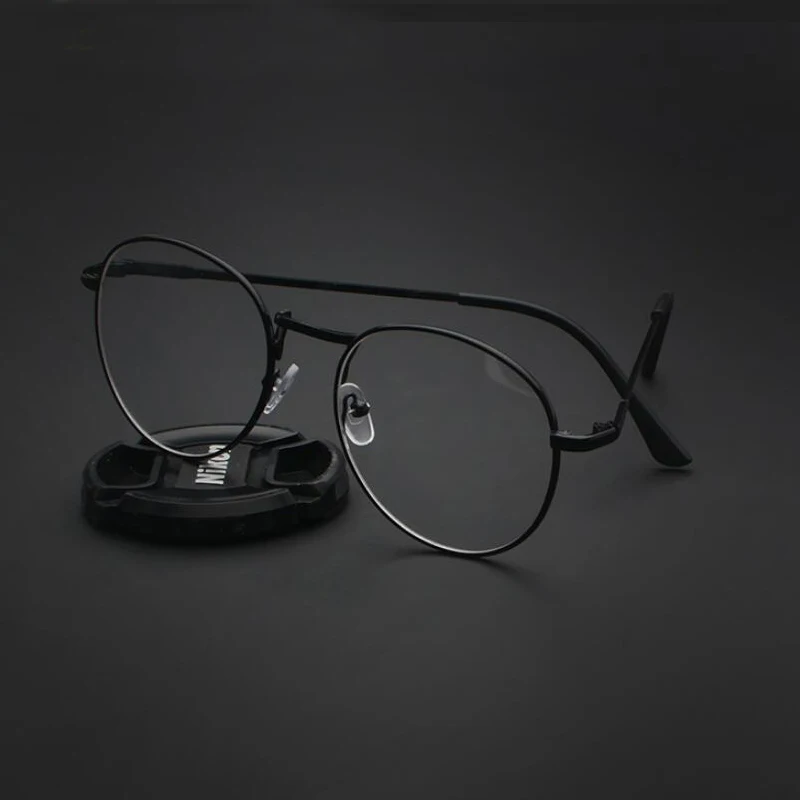 DOKLY Vintage Round Glasses Men Women\'s Glasses Metal black Frame Eyewear vintage Female Optics Eyeglasses Clear Lens glasses