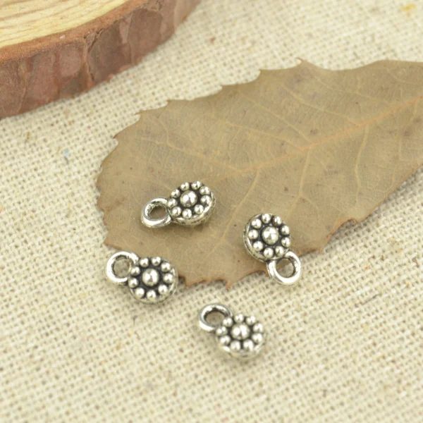 75 Pcs 9*5 mm Antique Silver color Tone  flower Charms DIY Jewelry Making Q1138