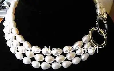 

TRIPLE STRANDS GENUINE AKOYA WHITE PEARL NECKLACE