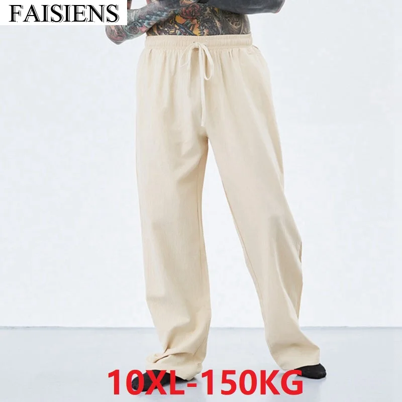 

Plus Big Size 10XL 150kg spring autumn summer Men Vintage Pants Linen Cotton Loose Casual Breathable Chinese Japan Style Pants