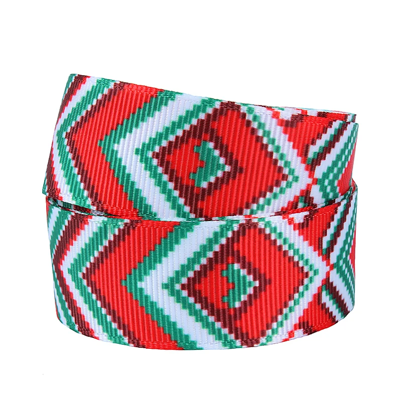 38mm Aztec Christmas printed grosgrain ribbon with beautiful design