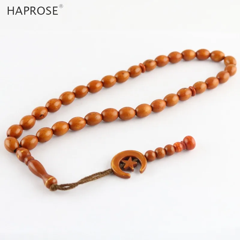 New Oval Bracelet Coffee Color Bead Ethnic Style Bracelet 33 Beads tasbih Muslim Allah Beads 10*12mm tasbin Men\'s Gift Wholesale