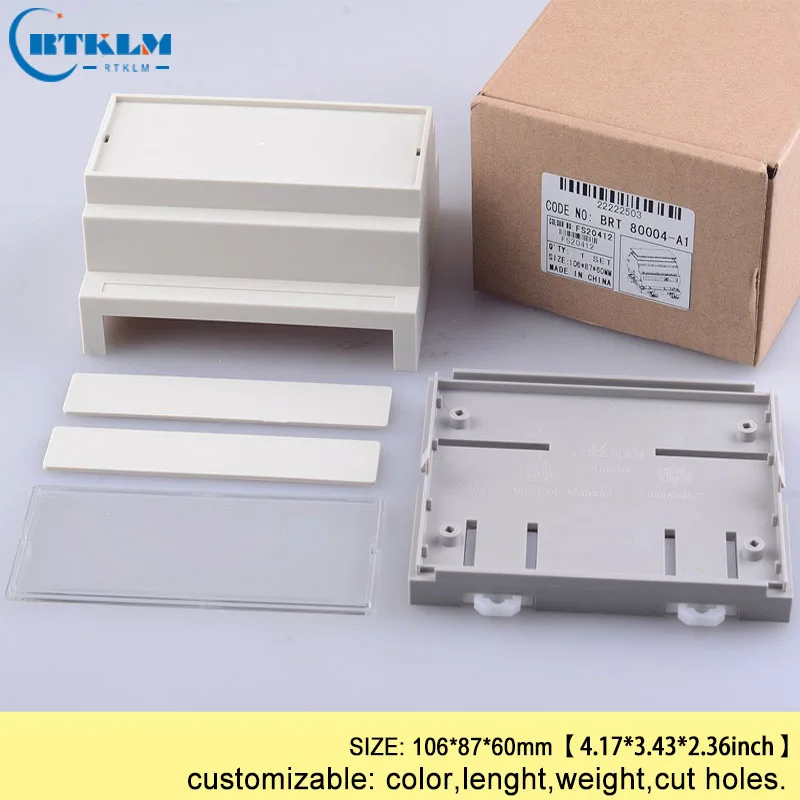 Din rail plastic enclosures small ABS junction box for electronic diy custom PLC housing for electronics project box 106*87*60mm