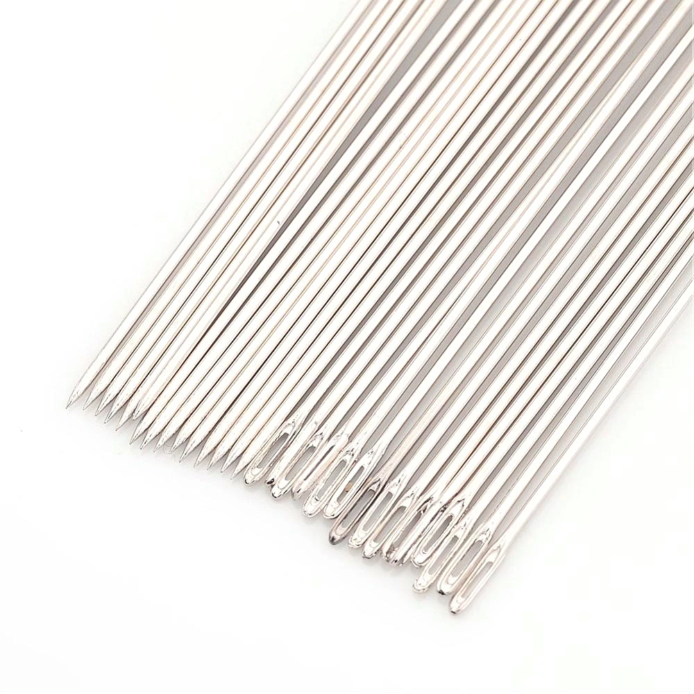 5 Bags Steel Beading Needles for Sewing Leather, Nickel Color,  about 0.7mm Thick,  121mm Long,  Approx 34pcs-38pcs/Bag