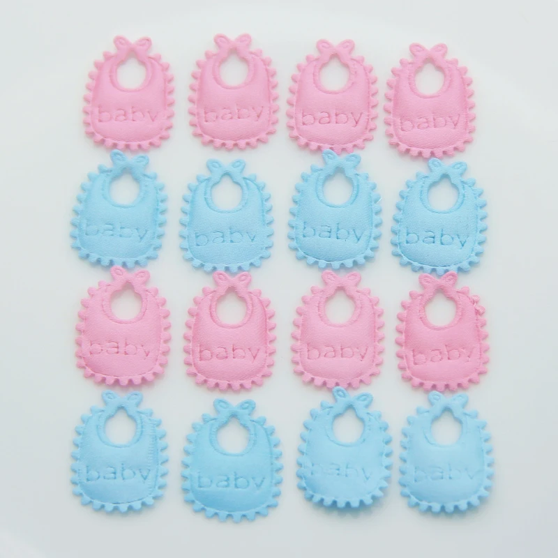 100Pcs Baby Shower Pink Blue Fabric Bibs Pacifiers Feeder Confetti Birthday Sprinkles For Boy/Girl Party Decorations Supplies