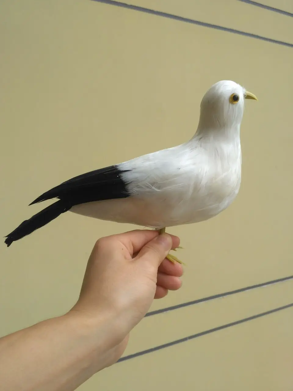 new big black&white simulation Seagull toy foam&fur seagull bird model about 30x20cm