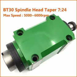 Milling Spindle Head BT30 7:24 Taper 1.5KW 2HP Power Head Unit 5000~6000rpm Max Speed CNC Milling Machine