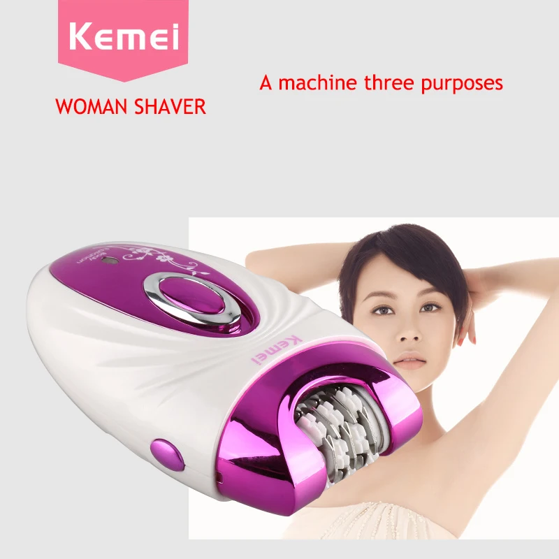 KEMEI 3 in 1 Multifunction Epilator Women Depilation Depilador Feminino Lady Shaver Rechargeable Purple Shaver bikini trimmer