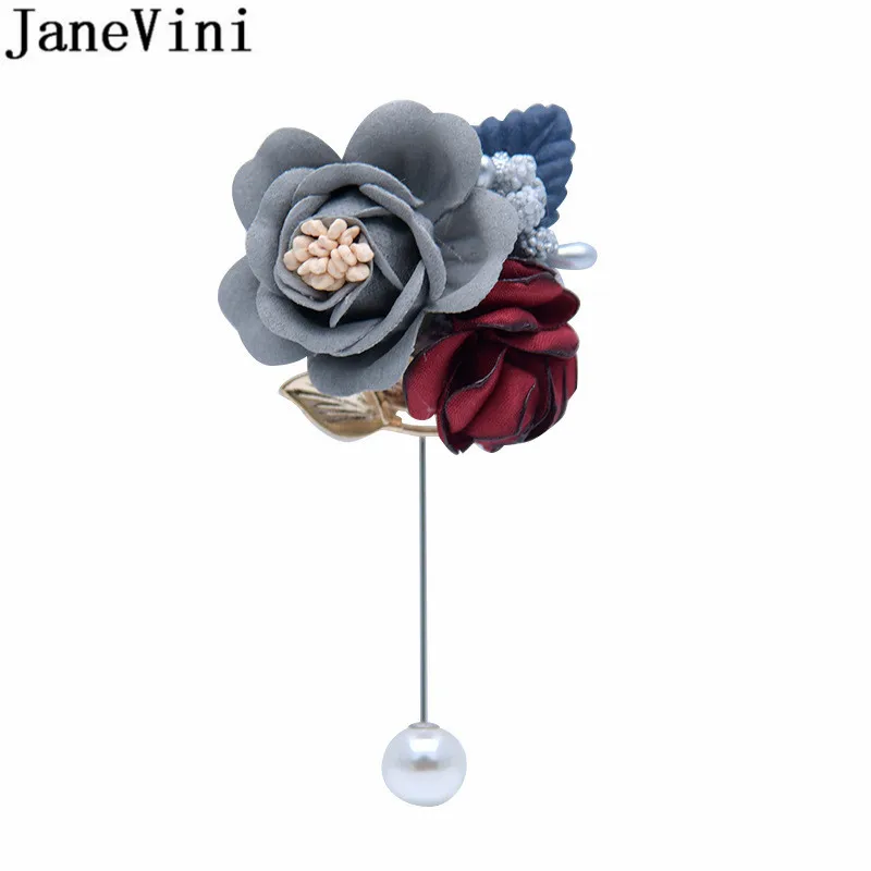 

JaneVini Golden Leaf Artificial Flowers Boutonniere Wedding Men Corsage Groom Wedding Boutonnieres Pin Noivos Casamento 2018