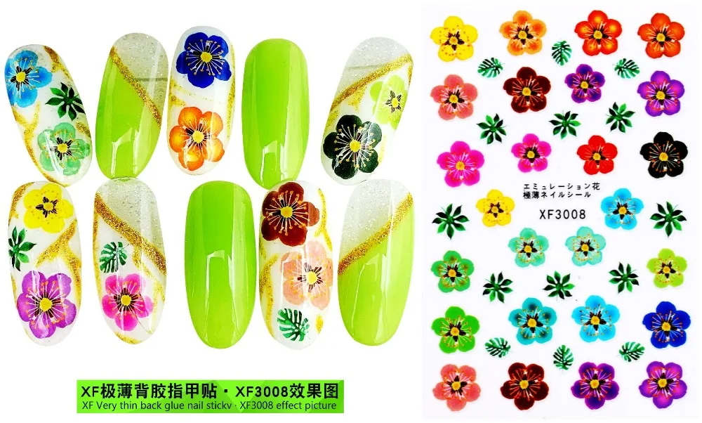 HOT SALE 1 Sheet Fashion Semi Transparent Thin Adhesive Nail Stickers Affixed Directly Nail Art Decal Manicure 39 Styles Option