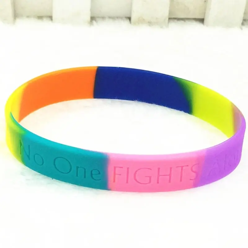 18 Types Unisex LGBT Rainbow Letters Sports Wristband Six-Color Gay Lesbian Pride Silicone Rubber Wristlet Bracelet Party Parade