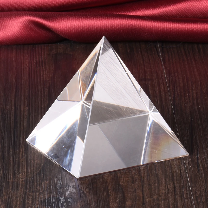 Clear Egyptian Crystal Glass Pyramid Divine Cure Craft Ornaments Home Decoration