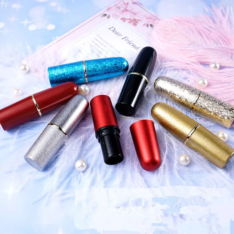 12.1mm Empty Bullet Lipstick Tubes Matte Shiny Glitter Red Silver Gold Sexy Makeup Lipstick Lip Gloss Containers Packaging 20pcs