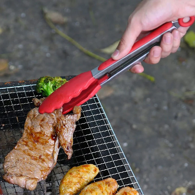 7/9/12 Inch Silicone Barbecue Grilling Tongs for Bread Salad Serving Food Clips BBQ Utensils Kitchen Cooking Tong BPA Free