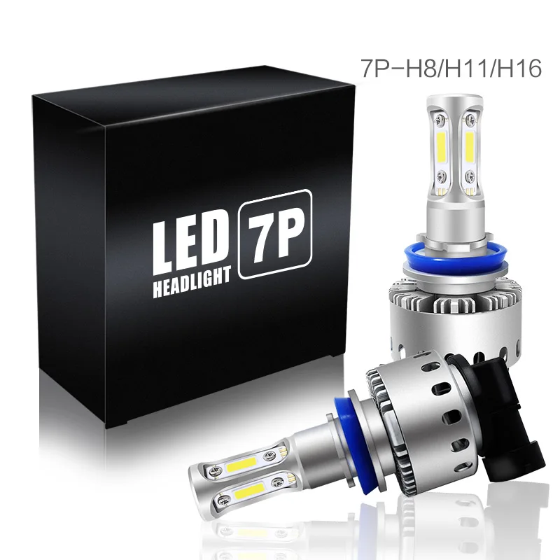 

PAMPASEE 2X 7P Car LED Headlight 90W 12000LM H4 LED H7 H8 H9 H11 HB4 9006 9005 HB3 white 6000K 3 COB LED Car Headlight Bulb