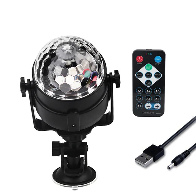 Mini RGB LED Crystal Magic Ball Stage Effect Lighting Lamp Bulb Sound Activated Projector Party Disco Club DJ Light Show Lumiere