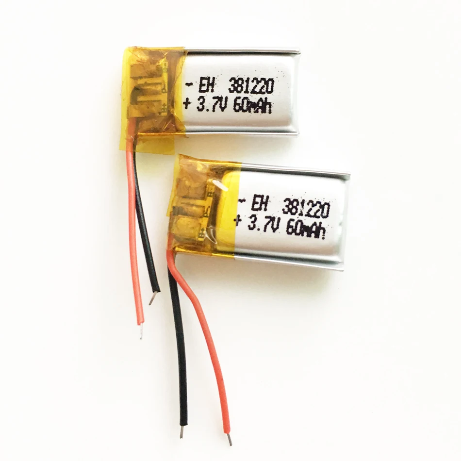 10 x peças 3.7v 60mah bateria recarregável lipo para mp3 gravador bluetooth mid fone de ouvido headphon caneta de vídeo luz led 381220