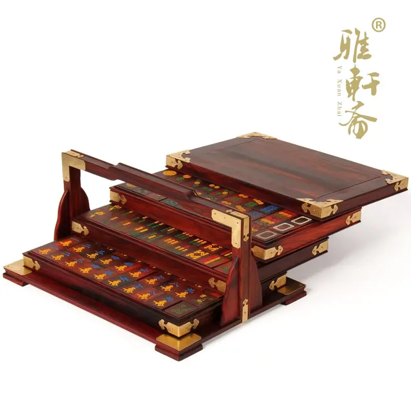 Rosewood crafts red Suanzhimu mahjong mahjong box wood retro creative practical high-end business gifts