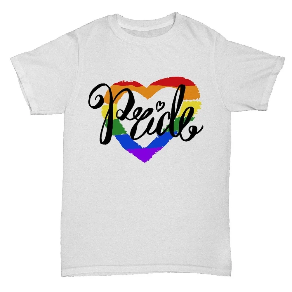 Gay Pride Mens Bi Sexual Love Heart Rainbow Lgbt Lesbian Sex Trans Fashion New Top Tees Novelty O-Neck Tops 80S T Shirts