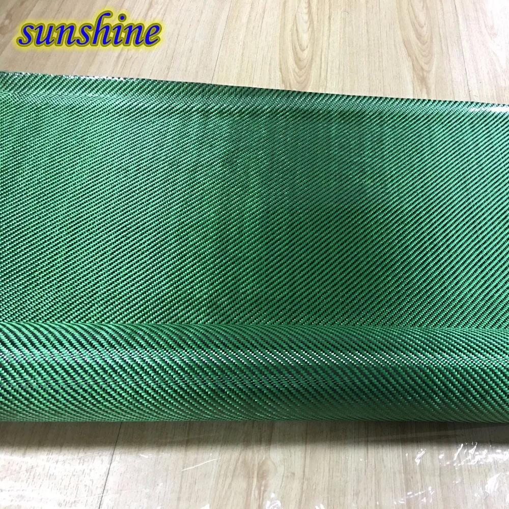 Green Carbon Aramid Fiber Hybrid Fabric Cloth 3K Carbon Fiber Green Aramid Fiber 190gsm 0.2mm Thickness