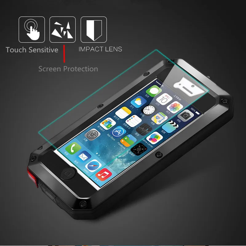 Heavy Duty 360 Full Body Doom Armor Waterproof Metal Case For iPhone 15 14 12 13 11 Pro Max XR 6 7 8Plus SE XS Shockproof Cover