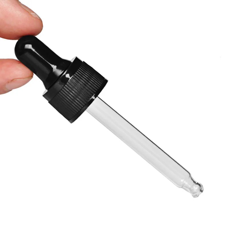 

Black White Bulb Glass Droppers w/ Glass Pipettes dispenser plastic cap for oil liquid bottle dropper caps 5ml 10ml 15ml 30ml