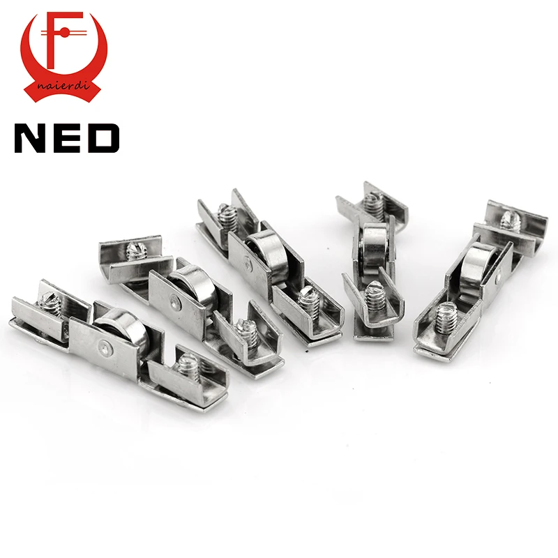 10pcs NED-7220 Glass Sliding Door Roller H Shape Wheel Diameter 10mm Caster For Furniture Hardware