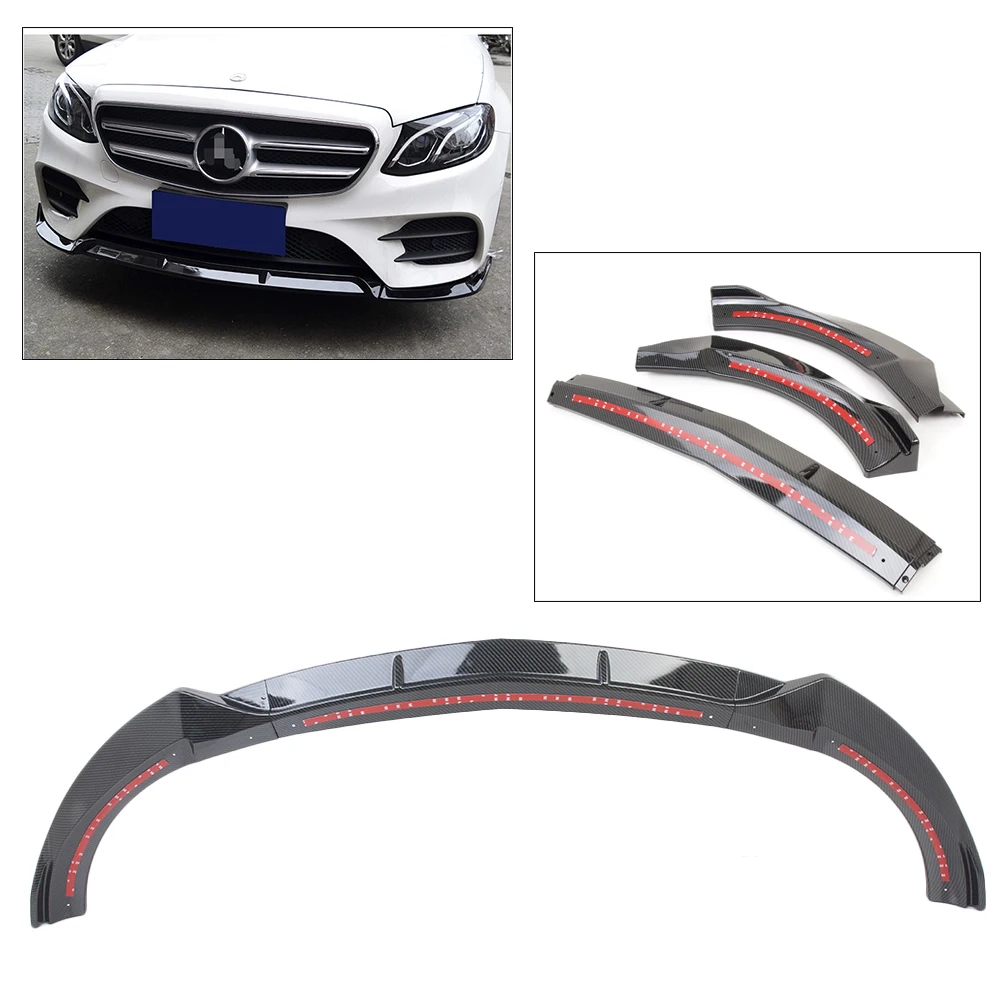 For Mercedes Benz E-Class W213 Sport Version Auto Front Bumper Lip Cover Trims Carbon Fiber Deflector Lips Spoiler Kit 2018 2019