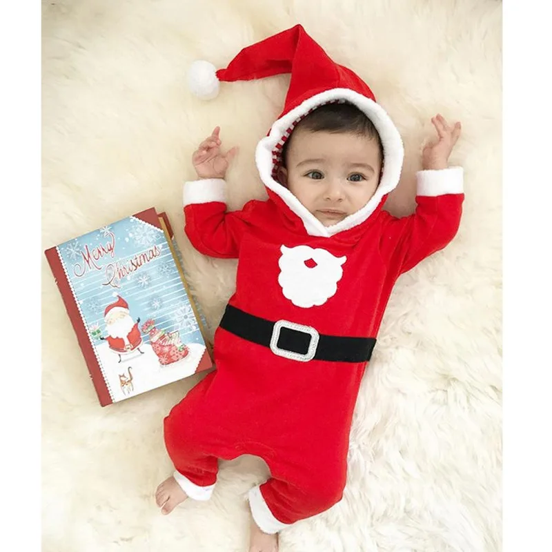 Children\'s Wear Baby Boy Girl Infant Long Sleeve Christmas 100% Soft Cotton Fleece Romper Jumpsuit Playsuit Clothes 0-24M DS19