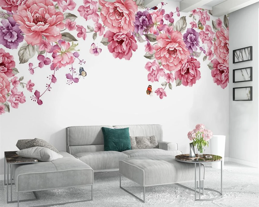Custom wallpaper fashion Modern hand painted rose flower TV background wall home decoration living room bedroom 3d stickers