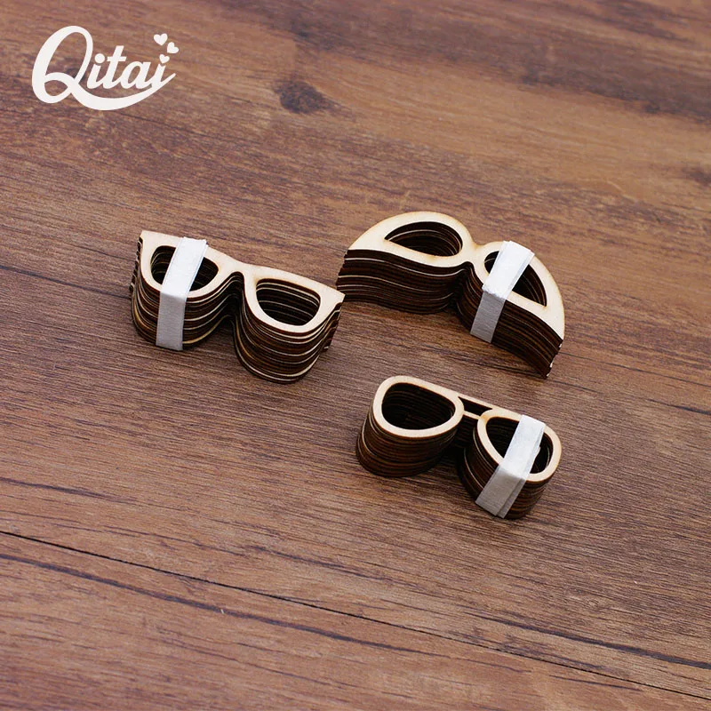 3 Kinds Of Style Wood Glasses QITAI 36Pieces/lot Fashion Wooden Home Decorations DIY Scrapbooking Crafts Party Decoration WF214