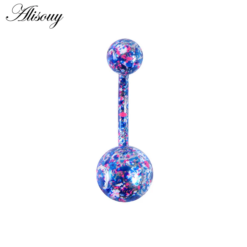 Alisouy Sexy Dangle Spot Belly Bars Belly Button Rings Belly Piercing Surgical Stainless Steel Body Jewelry Navel Piercing Rings