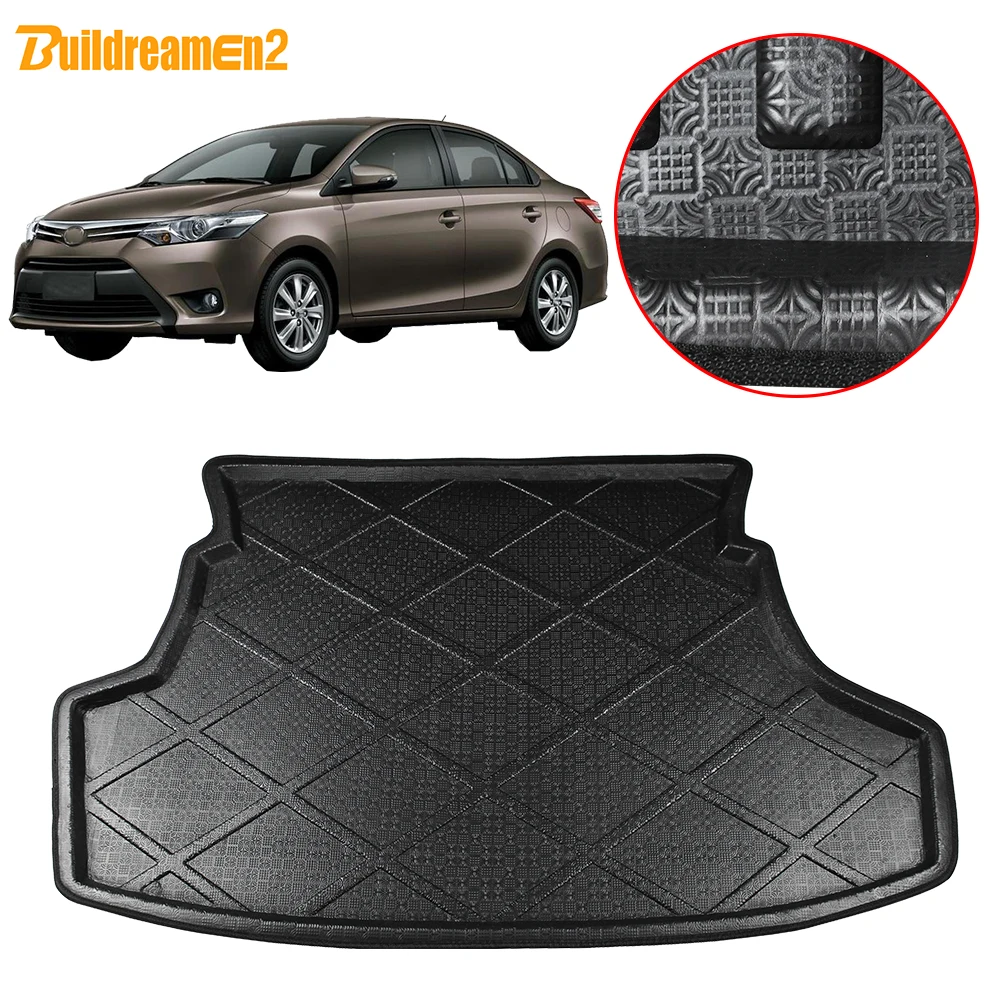 Buildreamen2 For Toyota Yaris Vios Belta Limo Sedan XP90 Car Trunk Mat Floor Cargo Tray Boot Liner Carpet Mud Pad 2007-2013