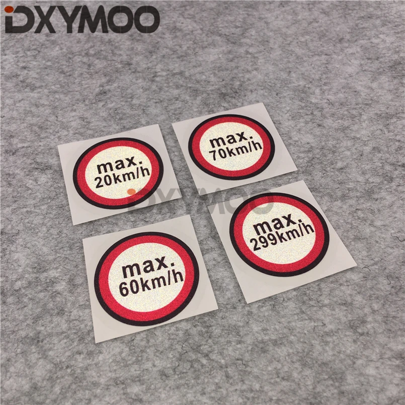 4PCS Car Styling Vinyl Decals Funny Warning Speed Limit Max 20km 299km Hour Interesting Stickers 4x4cm