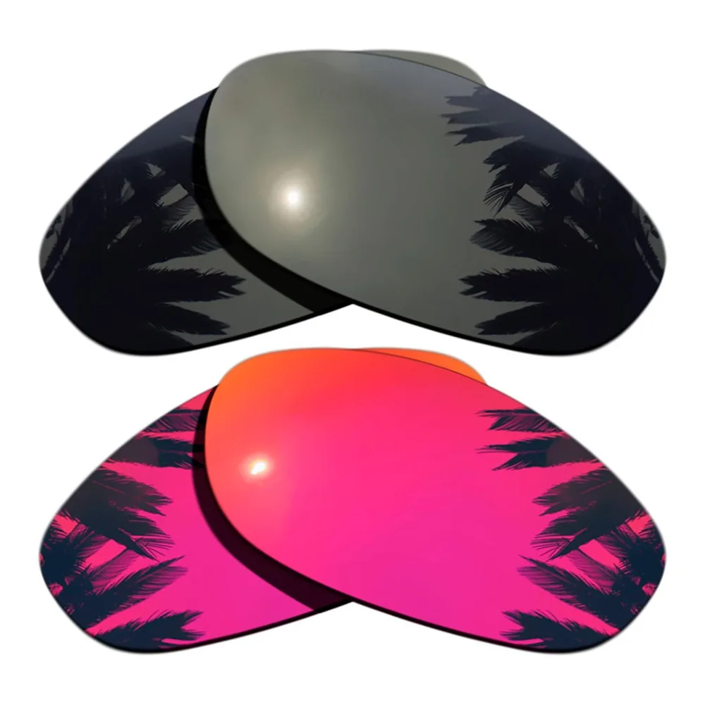 (Black+Midnight Sun Mirrored Coating) 2-Pairs Polarized Replacement Lenses for Monster Dog 100% UVA & UVB Protection