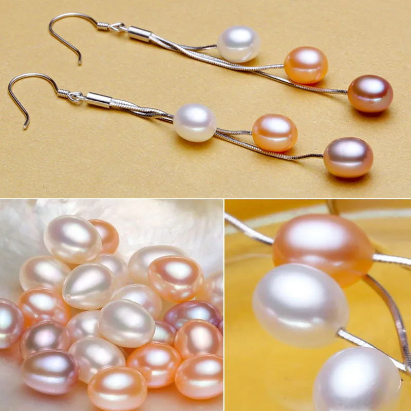 ZHBORUINI 2024 Pearl Earrings Natural Freshwater Pearl Tassels Pearl Jewelry Drop Earrings 925 Sterling Silver Jewelry For Woman