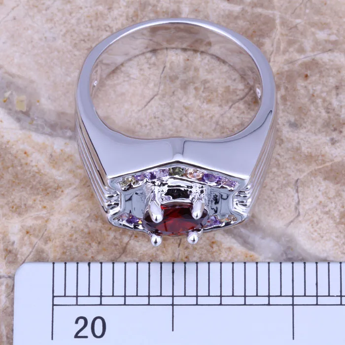 Glamorous Multicolor Garnet Silver Plated Fashion Ring Size 6 / 7 / 8 / 9 E142