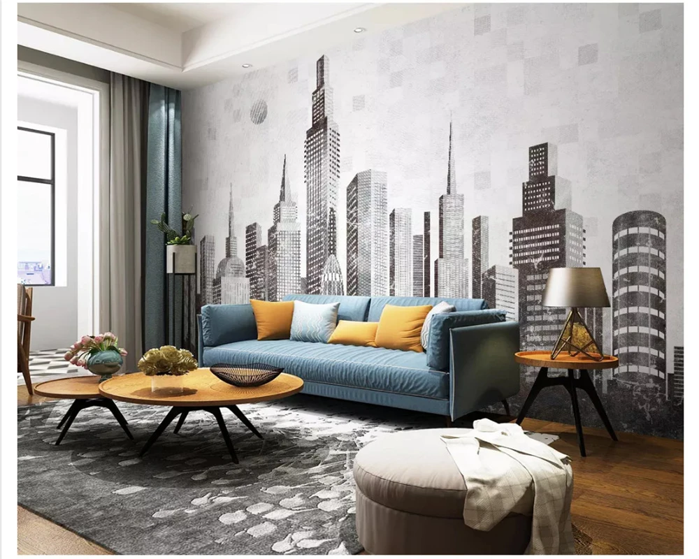 beibehang Custom fashion wallpaper Nordic modern minimalist abstract city architecture TV sofa background wall papers home decor