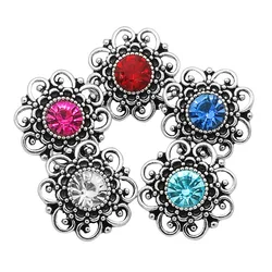 New KZ3164 Beauty Rhinestone hollow flowers 20MM snap buttons fit 18mm snap jewelry wholesale
