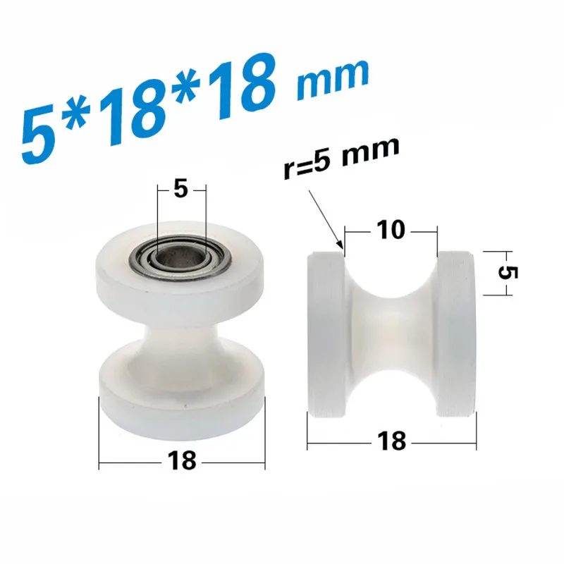 [U0518-18]Free shipping 10PCS pipelining ball bearing MR115zz pulley wheel 5*18*18mm white guide wire grooved ball pulley wheel