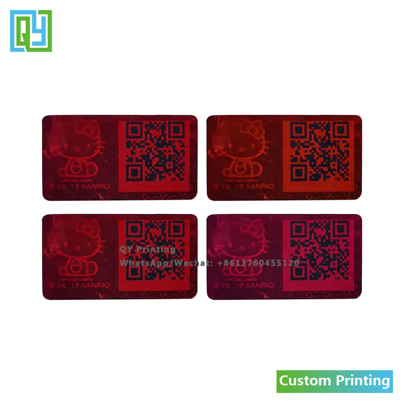 10000pcs 22x12mm Custom Printed Secure Genuine Hologram Sticker Red Laser Foil 3D Holorhraphic QR Code Labels Warranty VOID Seal