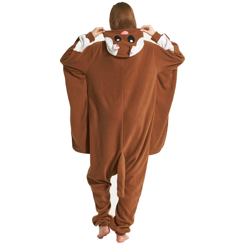 Flying Squirrel Kigurumi Pajamas Animal Bat Mouse Onesie For Adults Women Men Sleepwear Overall One-Piece Full Body Outfits Gift