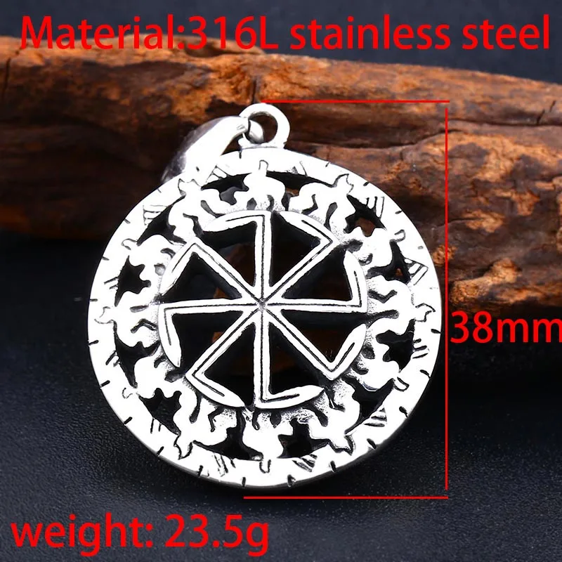 Beier 316L stainless steel Kolovrat Handmade Pendant Necklace Slavic Amulet Pagan Solar Symbol Wheel Nordic Viking jewelry LP305