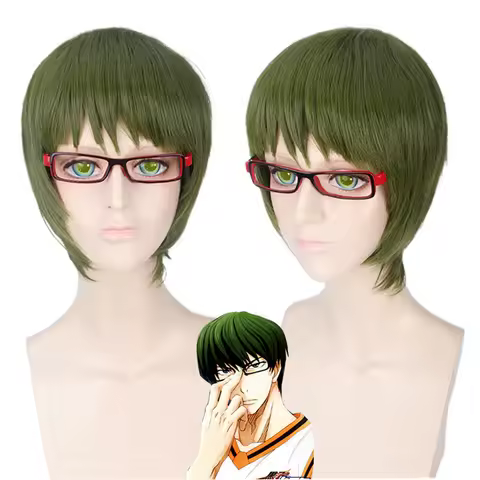 Anime Kuroko no Basket Midorima Shintaro Cosplay Wig Halloween Anime Universal Green Synthetic Hair Cosplay Wigs + wig cap